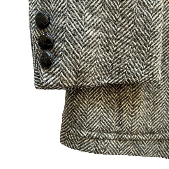 Vintage Tweed Wool Sport Coat Jacket Men 40R Herringbone Gray Hart Shaffner Marx - Picture 3 of 11